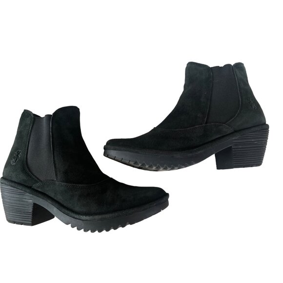 FLY London Leather Ankle Boots - Wote in Black EU 41 US 10 - Picture 11 of 16